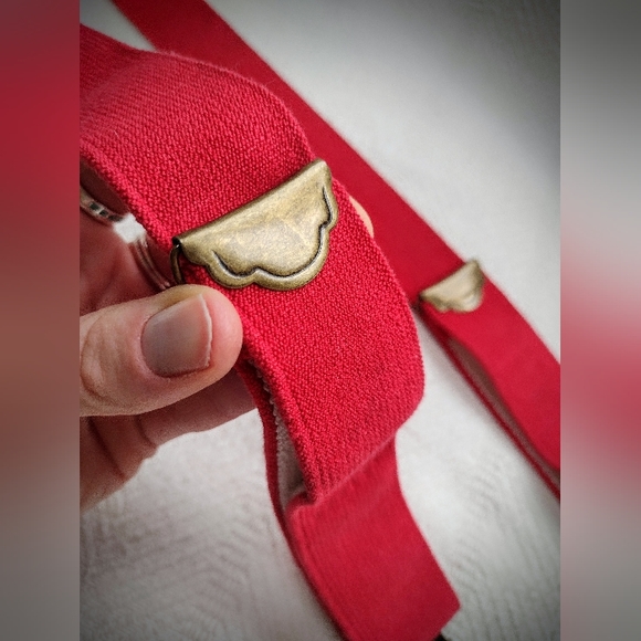 Filson Early 90's/Late 80's Vintage Red Logger Suspenders, Clip-on X-Back - Picture 10 of 12